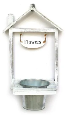 Imagen del producto de Jardinera de madera, con maceta de metal