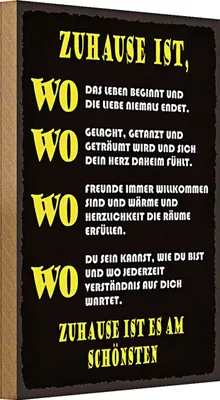 Produktbild von Holzschild Spruch 20x30cm Zuhause ist wo Leben und Liebe