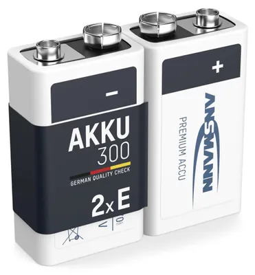 Productafbeelding van ANSMANN 9V oplaadbare batterij, 300mAh, E-Block, NiMH – 1000 keer oplaadbaar (2 stuks)
