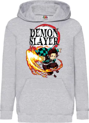 Immagine prodotto di Felpe con cappuccio per bambini Demon Anime Slayer Tanjiro Kamado 008, 12-13 Jahr - 152 / Gris