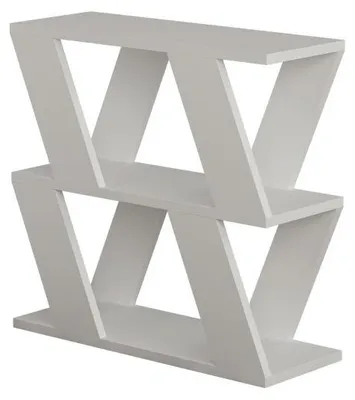 Image de Table d'appoint en panneau mélaminé blanc 60 x 57 x 22 cm avec étagère