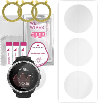 Produktbild von apgo 3 Stück Schutzfolie, klar, kompatibel mit Suunto 9 Smartwatch, Hydrogel Displayschutzfolie mit Positionierhilfe, Displayfolie, robust und kratzfest