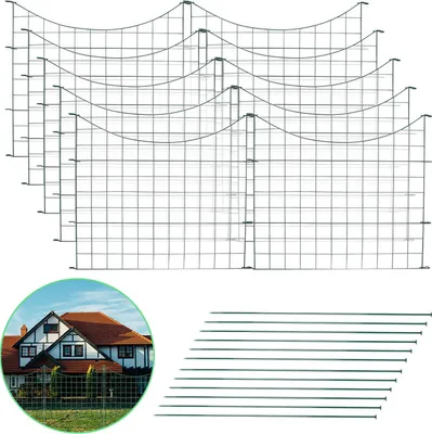 Produktbild von 22tlg Set Teichzaun Gartenzaun Campingzaun Oberbogen Garden Garten Draht Steckzaun (Unterbogen)
