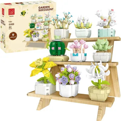 Produktbild von Blumen Sukkulenten Bonsai Bausteine Set, Blumenstrauß Klemmbausteine Spielbausteine