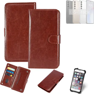 Produktbild von K-S-Trade 360° Hülle kompatibel mit Meizu 20 Pro braun Kunstleder Case BookCase WalletCase Kunstlederederhülle Handyhülle, Rundumschutz Bumper