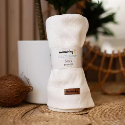 Produktbild von Muminky | Babydecke 100x75cm - Creme - 100% Baumwolle - Atmungsaktiv und weich