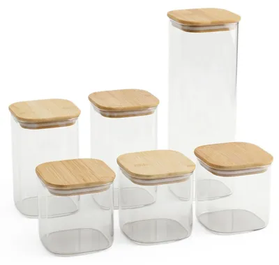 Produktbild von Vorratsdosen-Set mit Bambusdeckel SESTO, 6-teilig