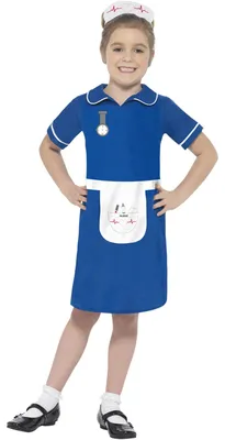 Produktbild von Smiffys Krankenschwester-Kostüm, Blau, mit Kleid und Kopfbedeckung Halloween