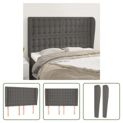 Produktbild von The Living Store Kopfteil mit Ohren Grau 147x23x118/128 cm Kunstleder