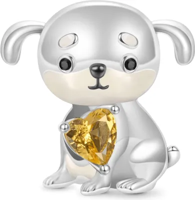 Produktbild von Gnoce Charm süßer Hund mit Herz Silber GSC041