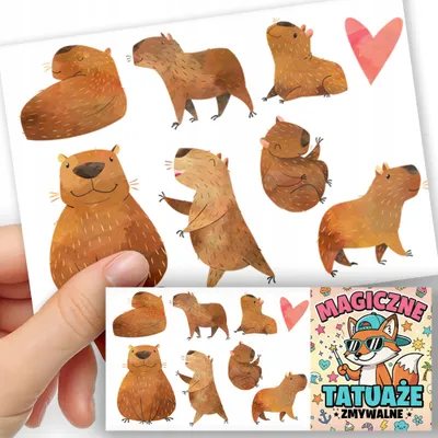 Image de TATOUAGES EPHEMERES POUR ENFANTS - Capybara - 8 pcs
