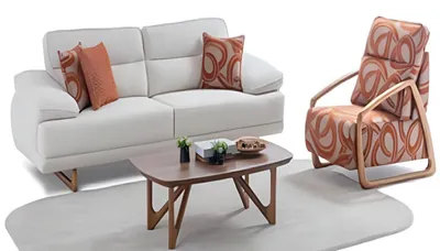 Produktbild von Sofagarnitur Designer 3-Sitzer Stoffsessel Wohnzimmer Set