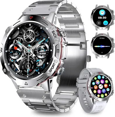 Produktbild von Smartwatch Herren über 100 Sportmodi, 24/7 Herzfrequenz, Schlafüberwachung mit Telefonfunktion, Nachrichtenfunktionen, Fitnessuhr für Android und iOS
