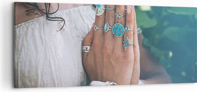 Produktbild von Bild auf Leinwand - Leinwandbild - Einteilig - Hände Schmuck Boho - 120x50cm - Wand Bild - Wanddeko - Wandbilder - Leinwanddruck - Bilder - Wanddekoration - Leinwand bilder - Wandbild - AB120x50-4412