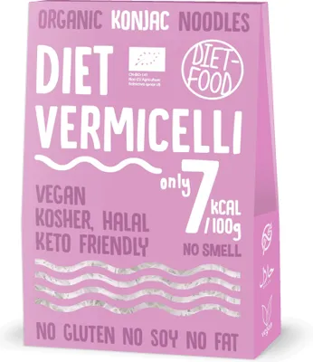 Zdjęcie produktu dla MAKARON (KONJAC) VERMICELLI BEZGLUTENOWY385 g (300 g) - DIET-FOOD