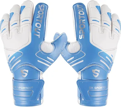 Produktbild von Sportout Torwarthandschuhe Kinder und Herren mit Fingersave Fußballhandschuhe mit Fingerschutz Torwart Handschuhe mit rutschfeste 4mm Latex, Für Fußballspiel, Torwarttraining, Kinder & Herren