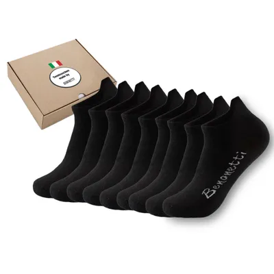 Produktbild von Benonetti Sneakersocken – atmungsaktiv, stabil & rutschfest mit Fersenschutz (9er Set, Schwarz, 43/46)