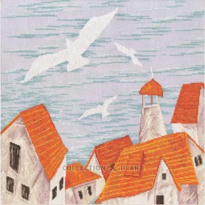Obrázek produktu pro Sada pro výšivku křížkem, polštář "Mořské racky I", 40x40 cm