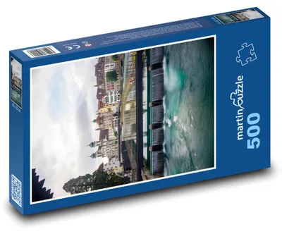 Zdjęcie produktu dla Puzzle 500 Panorama miasta z wodospadem - martinpuzzle