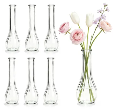 Produktbild von Glas Blumenvasen Set, 6-teilig, 21,7 cm, transparent, für die Tischdekoration