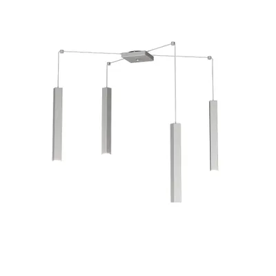 Produktbild von Aufhängung Modern Quadratisch Rohr Metall Grau 4 Lichter Gu10