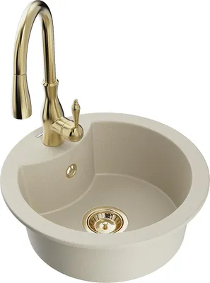 Immagine prodotto di Mexen Diego lavello in granito 1-vasca con rubinetto da cucina Savita, beige - 6512-69-672601-50