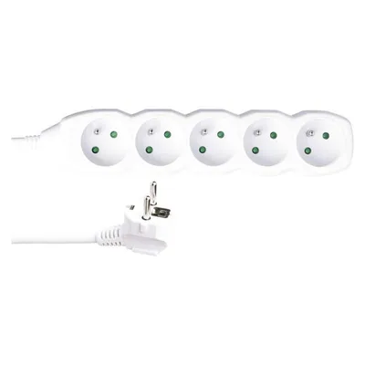 Obrázok produktu pre Predlžovací kábel – 5 zásuviek, 5m, 3× 1,5mm2, biely 70073