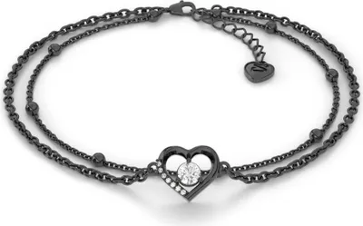 Produktbild von SERASAR | Fußkettchen aus Sterlingsilber [Heart] mit Schwarz Sterling Silver | Farbe: Schwarz | Länge: 28cm