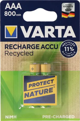 Produktbild von VARTA NiMH Akku "RECHARGE ACCU Recycled" Micro AAA 800 mAh