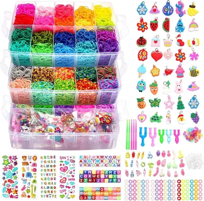 Zdjęcie produktu dla Zestaw do tworzenia bransoletek Loom Bands XXL, ponad 15000 elementów, 45 kolorów gumek do bransoletek, walizka 3-warstwowa, zestaw mega, bransoletki z gumek do samodzielnego tworzenia, kreatywność dla dzieci
