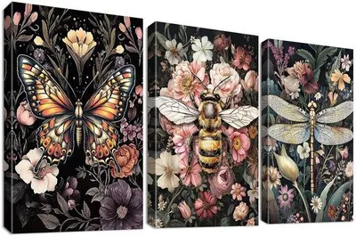 Image de Art mural abstrait - Peinture sur toile - Lot de 3 - 150 x 70 cm