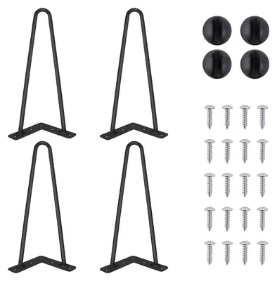 Obrázok produktu pre Nohy na stôl s tvarom "U" - Nohy na nábytok - 30 cm - Súprava 4 kusov - Robustné - Železo - Čierna