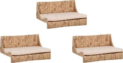 Produktbild von Wandliegestühle für Katzen - Set aus 3 mit Wasserhyazinthe und Kissen