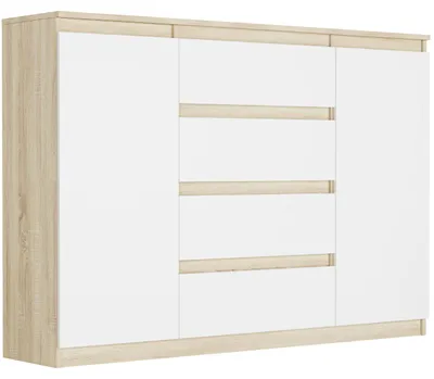 Obrázek produktu pro Komoda 140 cm zásuvky dveře skříňka FRAMIRE R-140-S4 mix sonoma