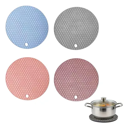 Silikon-Untersetzer 4er-Set, rund, 17 cm, hitzebeständig, rutschfest