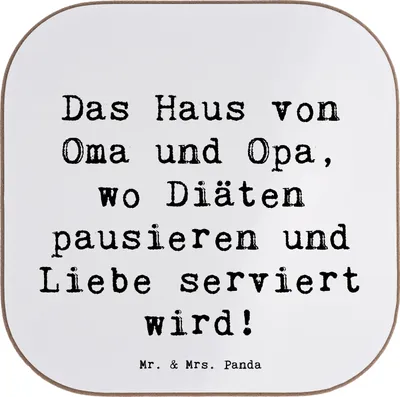 Produktbild von Mr. & Mrs. Panda Untersetzer für Gläser Spruch Großelternliebe - Weiß - Geschenk, Design, Großeltern, Enkelkinder, gläseruntersetzer, Familienmitglieder, Lächeln, Coaster