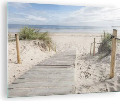 Produktbild von Bilder auf glas - Einteilig - Strand Düne Eintritt - 70x50cm - Glasbilder - Wandbilder - Bilder - zum Aufhängen bereit - Wanddekoration aus Glas - Glas Bilder - Wandbild auf Glas - GAA70x50-4188