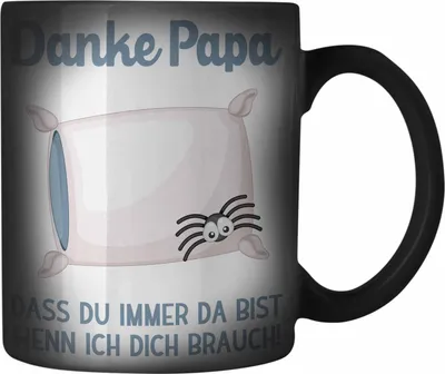 Produktbild von Trendation - Geschenk für Papa von Tochter Lustige Farbwechsel Zauber-Tasse Danke Vater Geschenkidee Lustige Karabiner Farbwechsel Zauber-Tasse Edelstahl für Bester Papa von Tochter Weihnachten Geburtstag Geschenkidee (Schwarz)