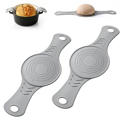 Produktbild von Brotschlinge mit langen Griffen - Wiederverwendbare Silikon-Backmatte für Dutch Oven - Backunterlage für Sauerteigbrot - 2 Stück - Grau