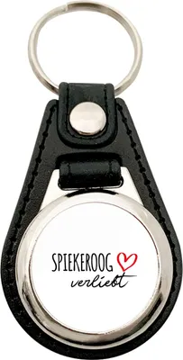 Produktbild von Huuraa Schlüsselanhänger Spiekeroog verliebt Metall mit Kunstleder Schlüsselring Einkaufswagenchip Geschenkidee