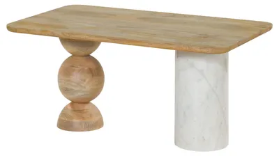 Produktbild von MASSIVMOEBEL24.DE Couchtisch Mango 100x60x45 natur lackiert / Marmor weiß FLORENZ #105