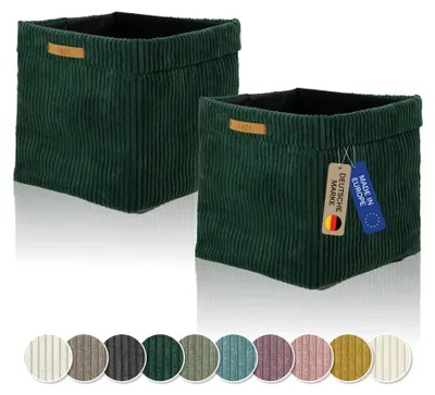 Immagine prodotto di Set di 2 scatole contenitore Kallax, colore verde, pieghevoli, dimensioni 33x33x31 cm