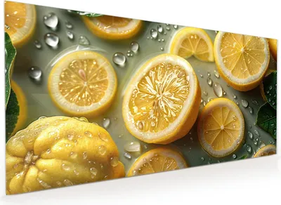 Produktbild von Küchenrückwand Spritzschutz Glas mit Motiv Zitronenfrische 40 x 40 cm