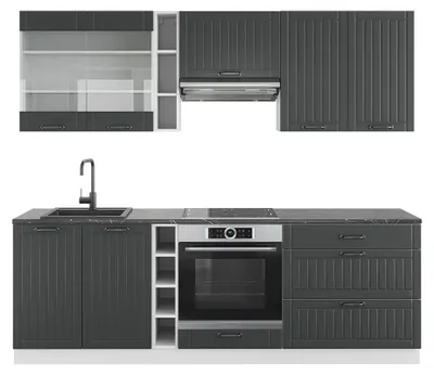 Image de Cuisine Vicco Fame-Line Anthracite maison de campagne/blanc 235cm sans PT, Model 38745