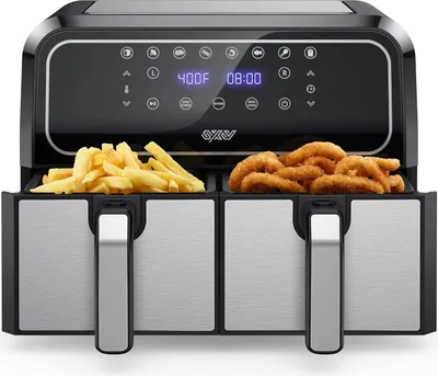 Produktbild von Heißluftfritteuse 2 Kammernr 8L, 8 Programmen Heissluftfritteuse Doppelt, Airfryer 2 Körben, Friteuse Heissluft ohne Öl, Dual Cook, Synchronisieren