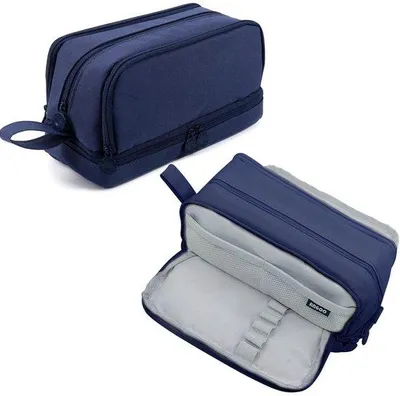 Produktbild von Etui mit großem Fassungsvermögen, 4 Fachern, Mädchen- und Teenager-Tasche, mit Reißverschluss, umweltfreundliche Taschen, tragbare Bürotasche