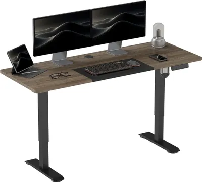 Produktbild von Höhenverstellbarer Schreibtisch, Elektrisch, 140 x 70 cm, Computertisch, 4 Memory-Steuerung, 4-teilige Tischplatte, Steh-Sitz Tisch, Anti-Kollision, Überhitzungsschutz, Schwarz