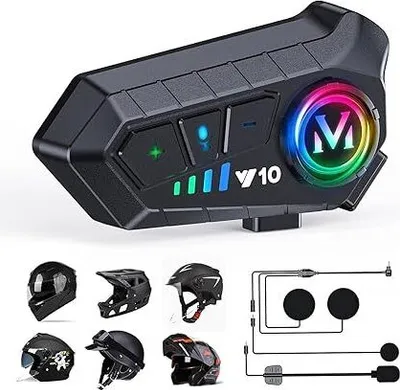 Produktbild von Motorrad Helm Bluetooth Headset,Helm Sprechanlage Gegensprechanlage,20m Reichweite,32 Stunden Spielzeit,IPX6 Wasserdicht,Bluetooth 5.3,HDKlangqualität