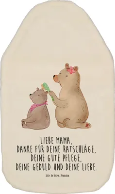 Produktbild von Mr. & Mrs. Panda Wärmflasche Bär Kind - Weiß - Geschenk, Mama, Mutter, mit Bezug, Wärmflaschen, Wärmekissen, Flauschige, Muttertag, gummi