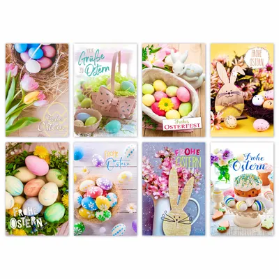 Produktbild von Glückwunschkarten Ostern 100 Stück 8 Motive